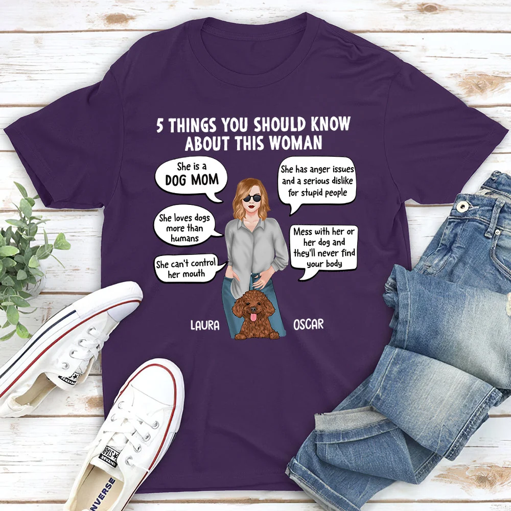 5 Things Dog Mom - Personalized Custom Unisex T-shirt - Image 4