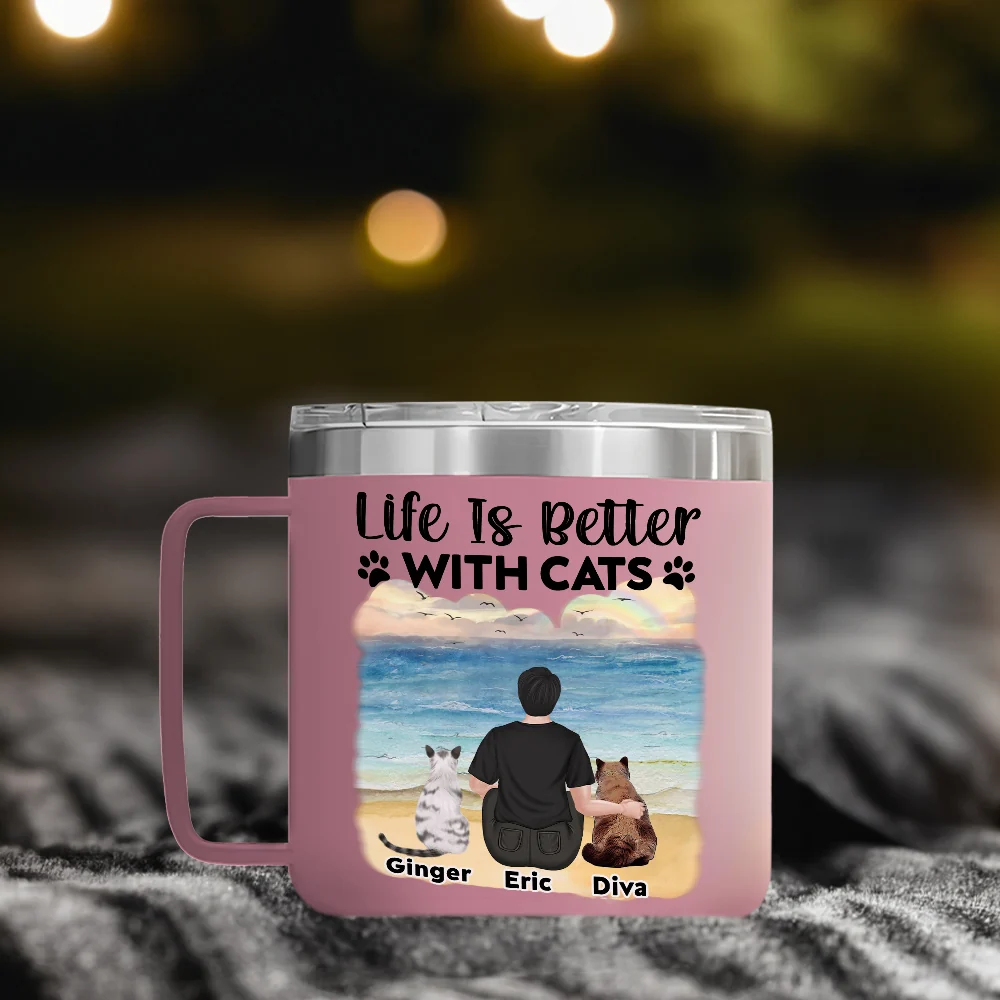 A Bond That Cant Be Broken Cat - Personalized Custom 14oz Tumbler With Handle - Image 3