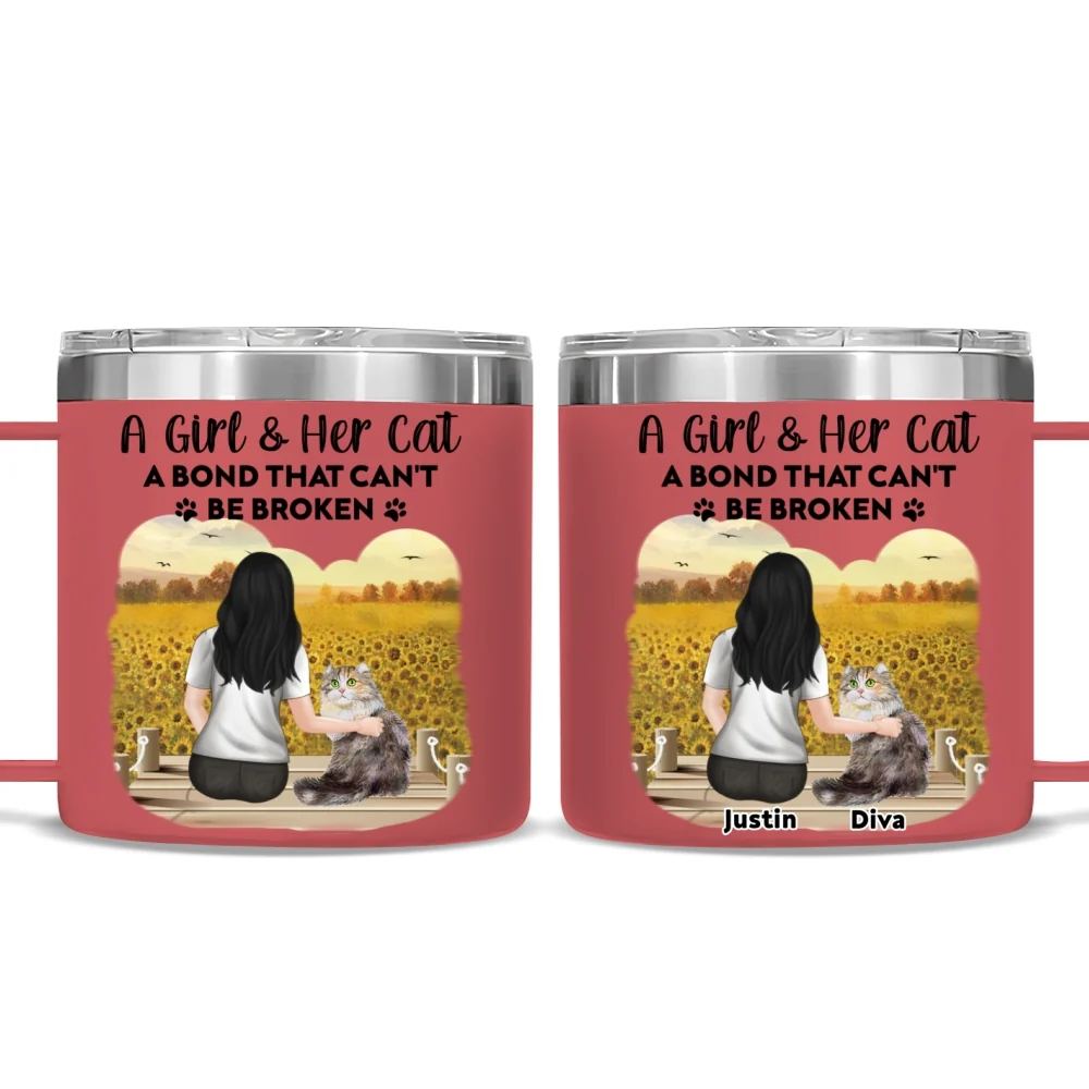 A Bond That Cant Be Broken Cat - Personalized Custom 14oz Tumbler With Handle - Image 9
