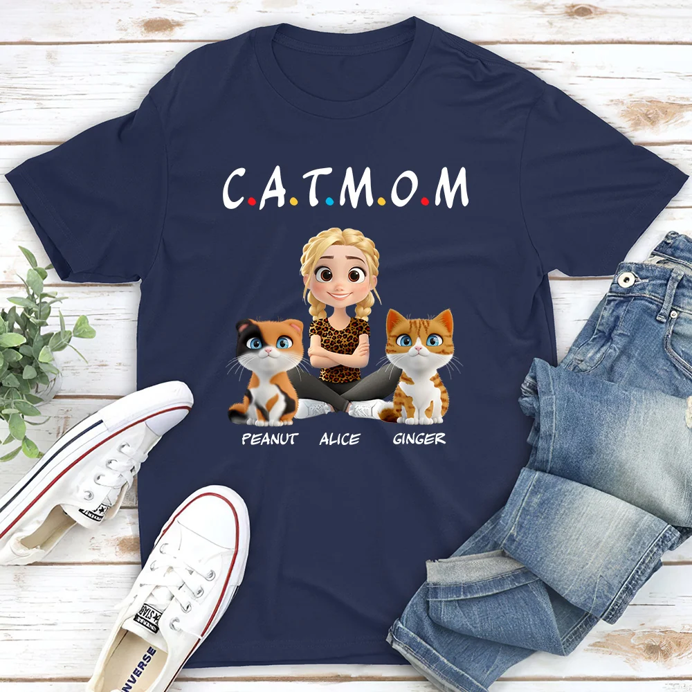A Cat Mom - Personalized Custom Unisex T-shirt - Image 3