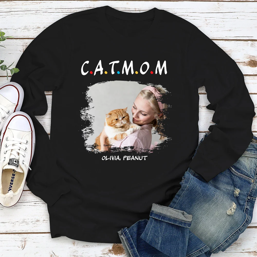 A Cat Mom Photo - Personalized Custom Long Sleeve T-shirt