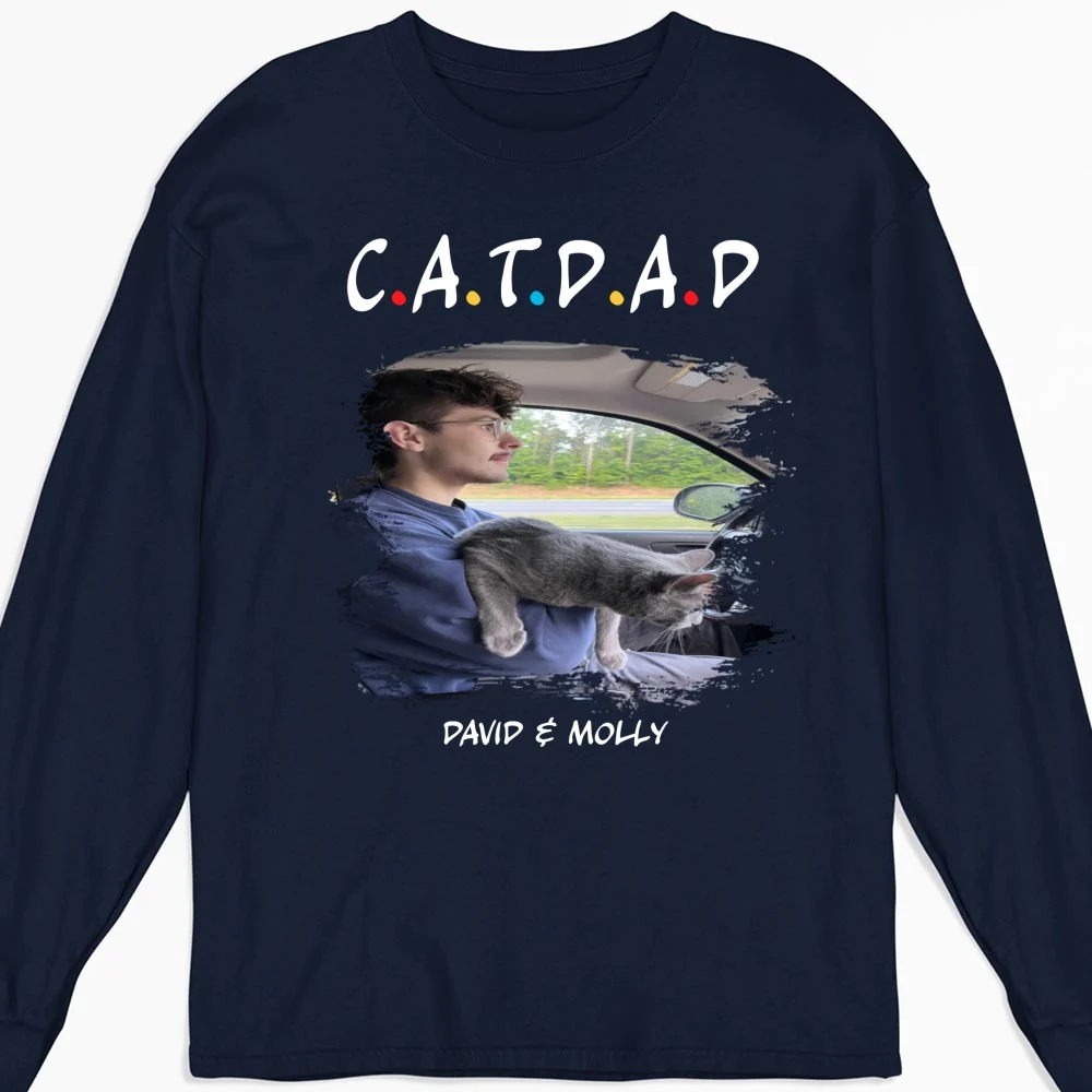 A Cat Mom Photo - Personalized Custom Long Sleeve T-shirt - Image 3