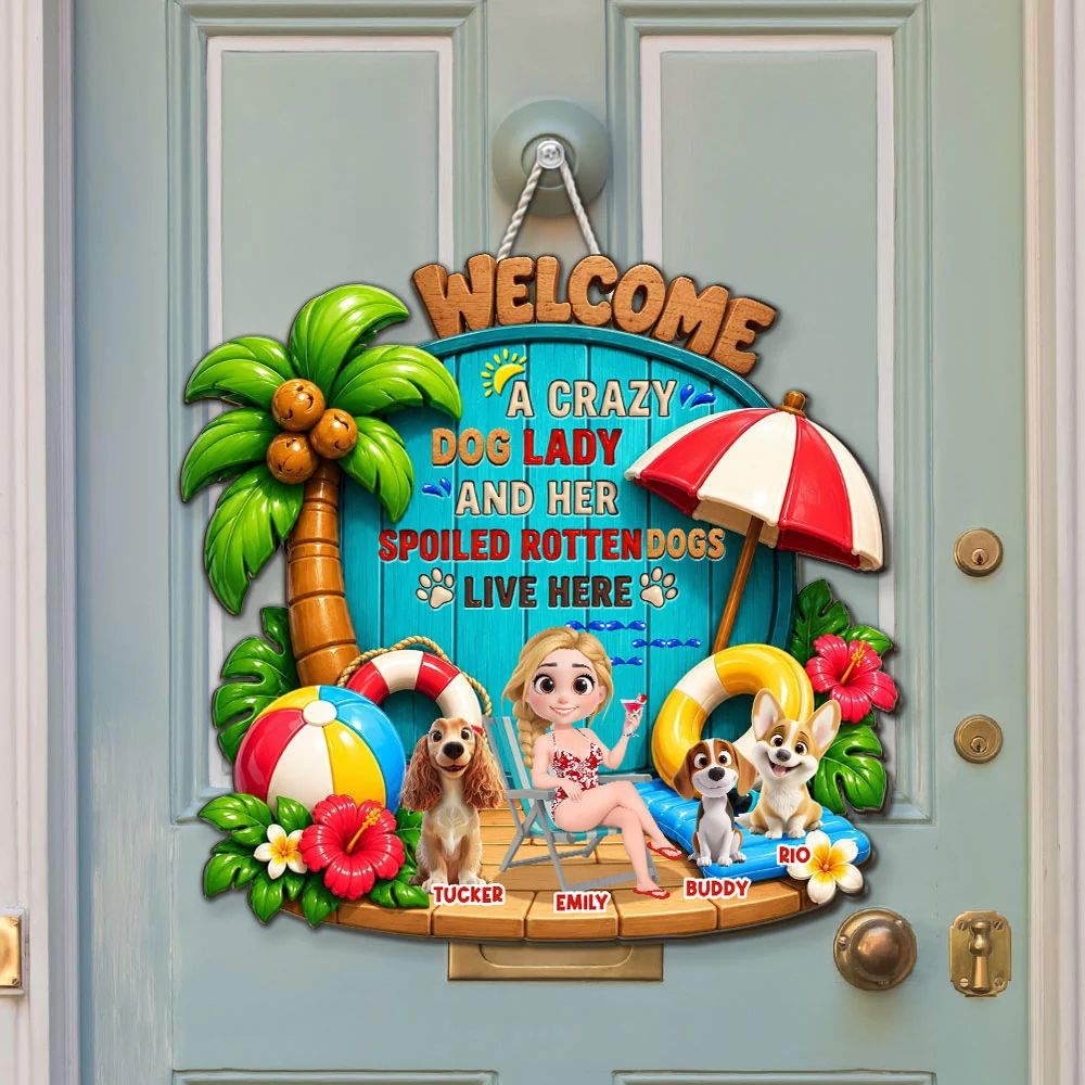 A Crazy Dog And Human In Summer - Personalized Custom 3D Effect Wood Sign - Image 5