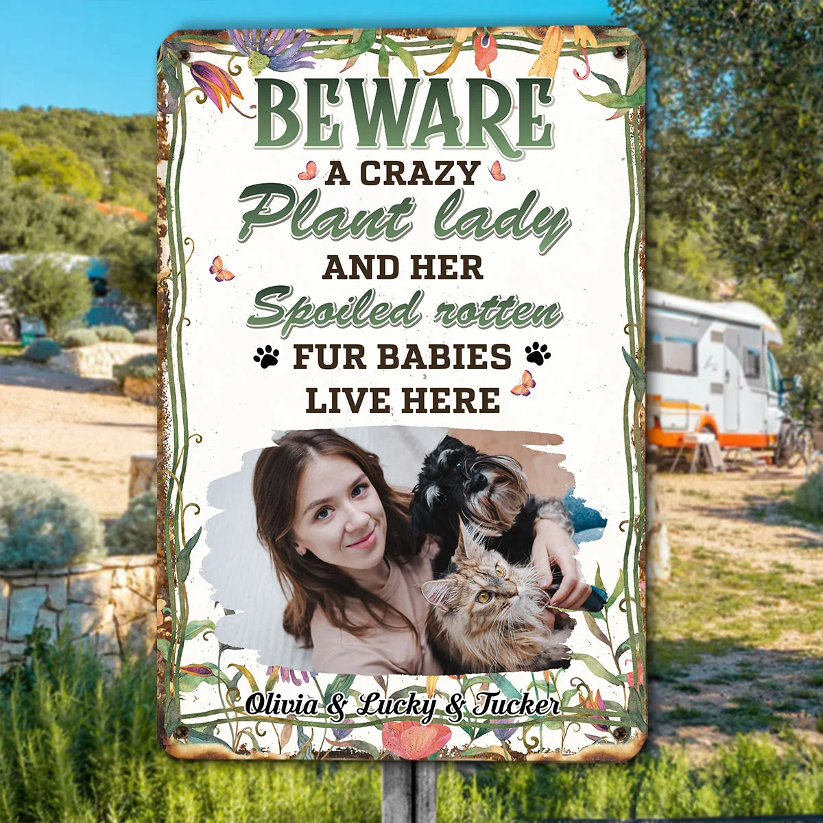 A Crazy Plant Lady And Fur Babies Photo - Personalized Custom Metal Sign - Image 2