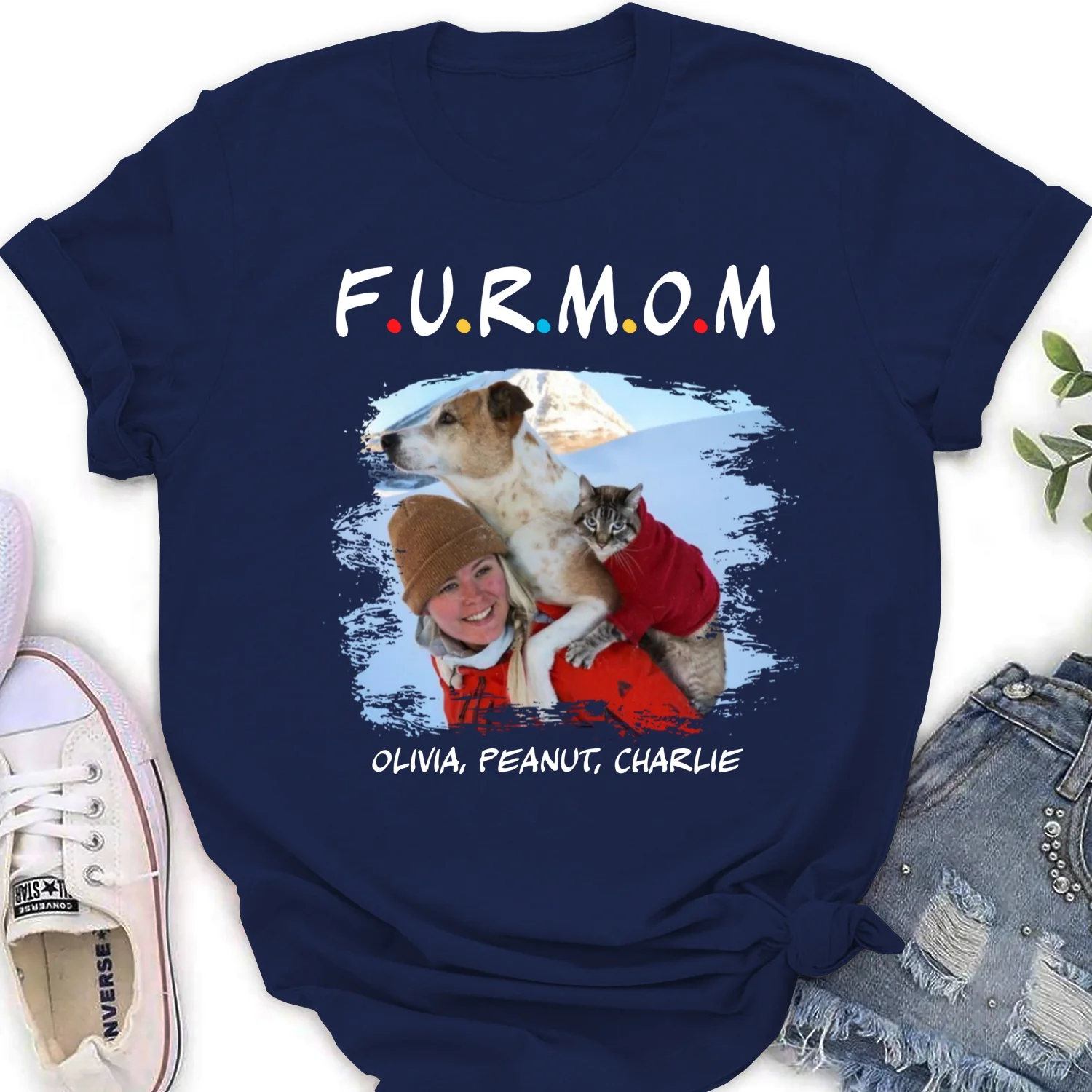 A Fur Mom Photo - Personalized Custom Women T-Shirt - Image 3