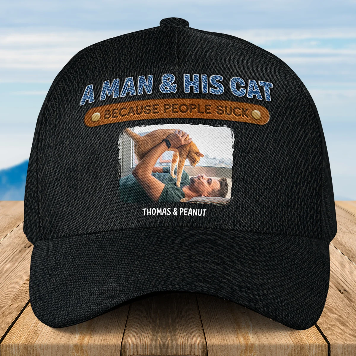 A Gentleman And His Cat Photo - Personalized Custom Classic Cap