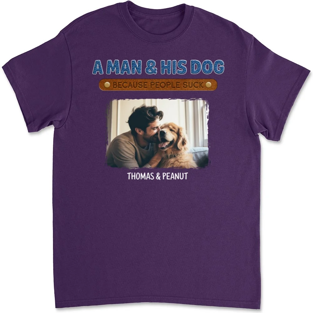 A Gentleman And His Dog Photo - Personalized Custom Unisex T-Shirt - Image 5