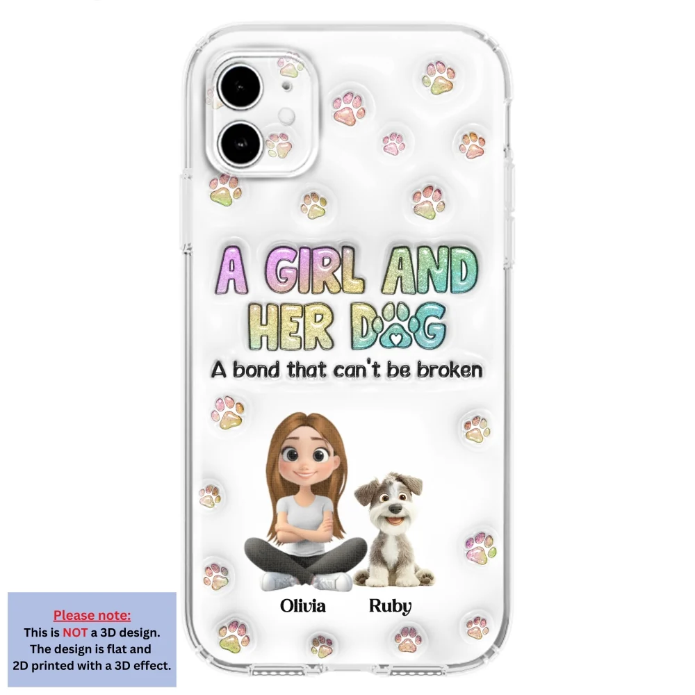 A Girl And Her Dog - Personalized Custom 3D Inflated Effect Phone Case - Image 7