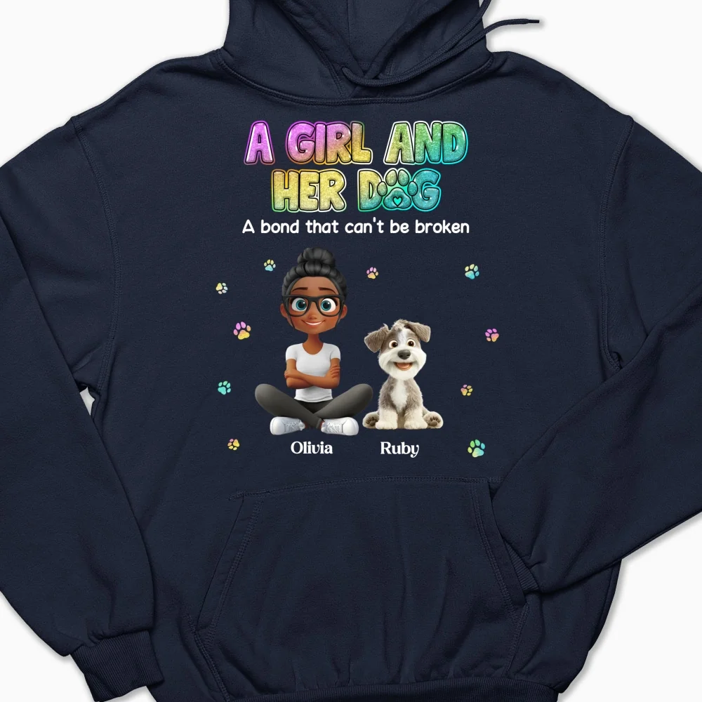 A Girl And Her Dog - Personalized Custom Hoodie - Image 6