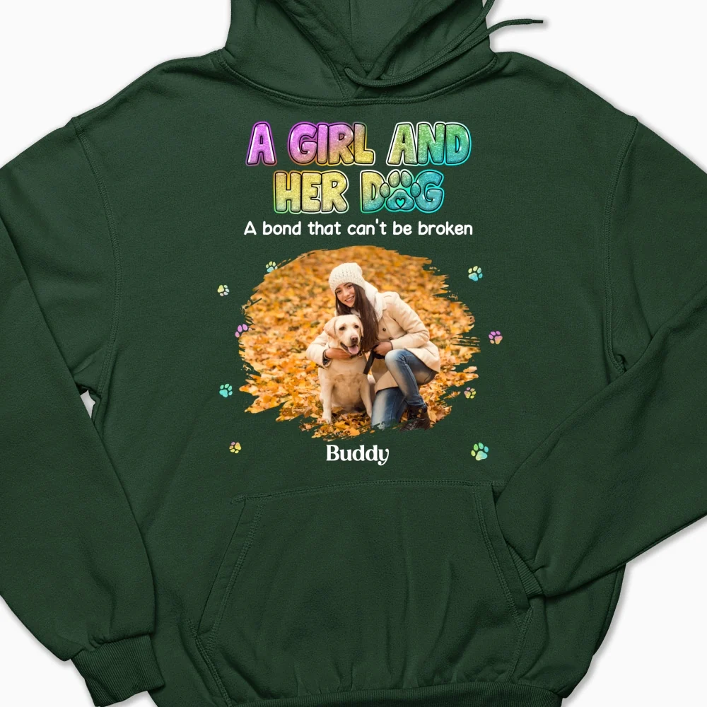 A Girl And Her Dog Photo - Personalized Custom Hoodie - Image 5