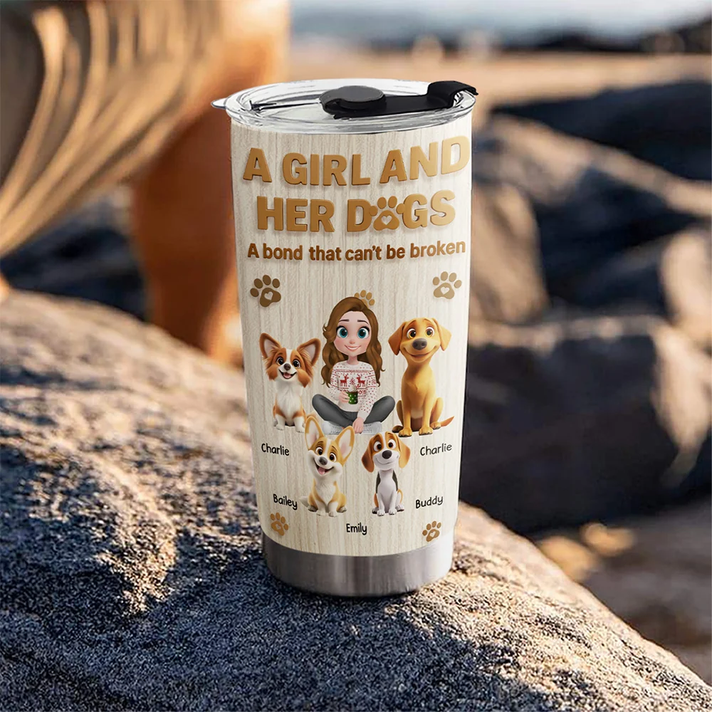 A Girl And Her Dog Snowball - Personalized Custom Tumbler - Image 5