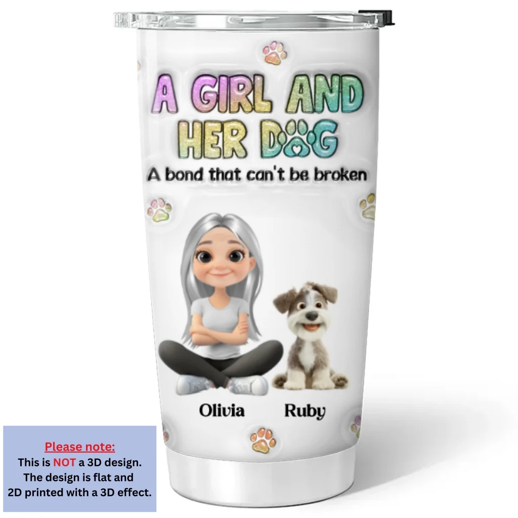 A Girl And Her Dog Ver 2 - Personalized Custom 3D Inflated Effect Tumbler - Image 6