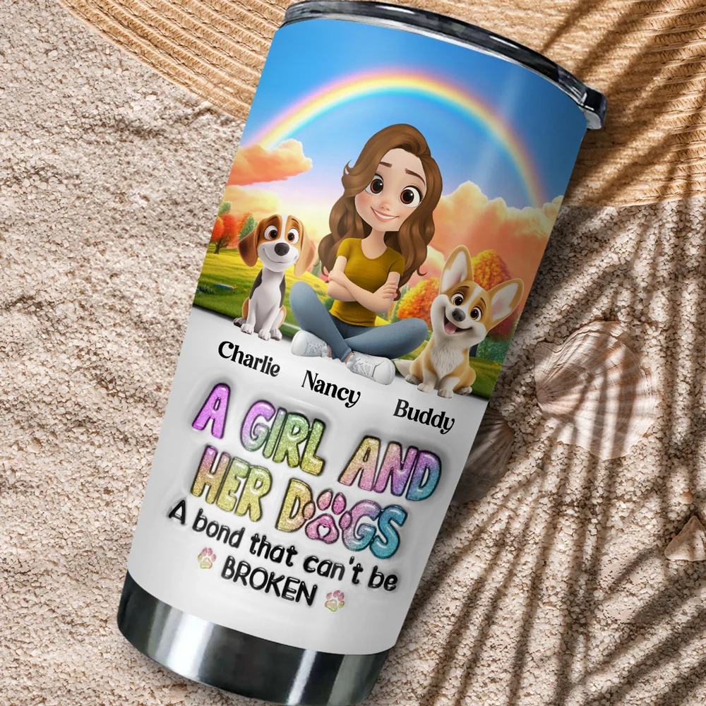 A Girl And Her Lovely Dog - Personalized Custom 3D Inflated Effect Tumbler - Image 5