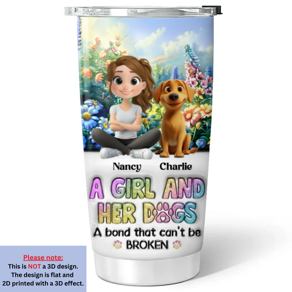 A Girl And Her Lovely Dog - Personalized Custom 3D Inflated Effect Tumbler - Image 7