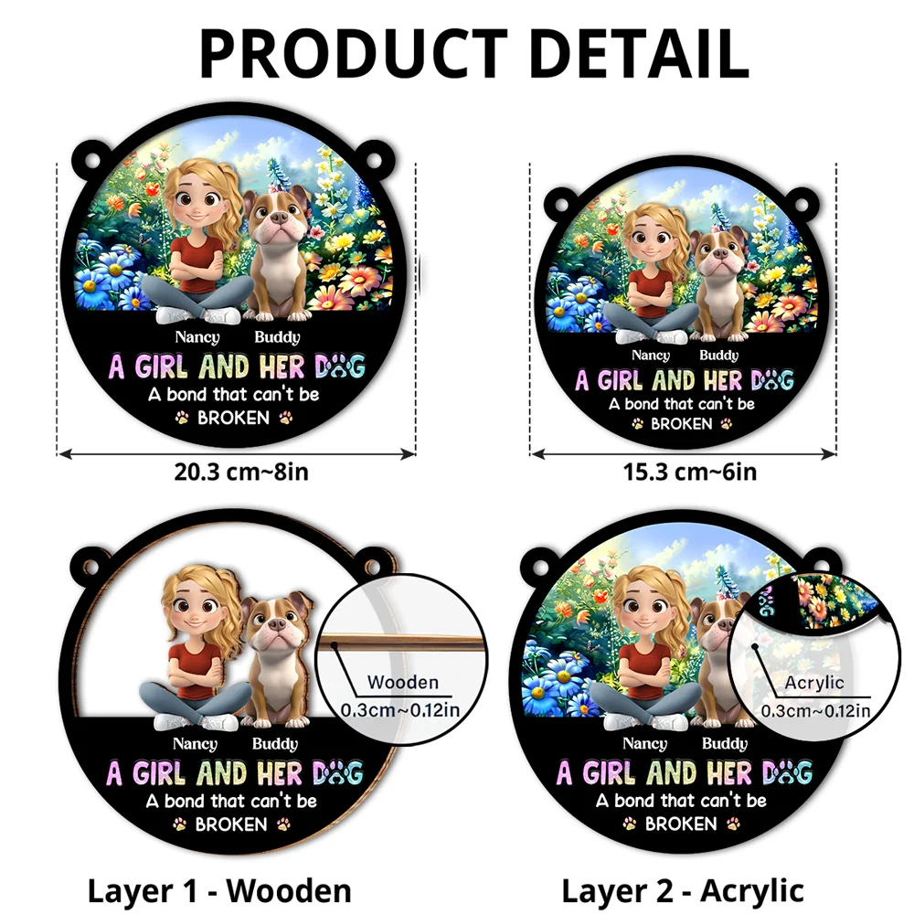 A Girl And Her Lovely Dog - Personalized Custom Suncatcher - Image 5