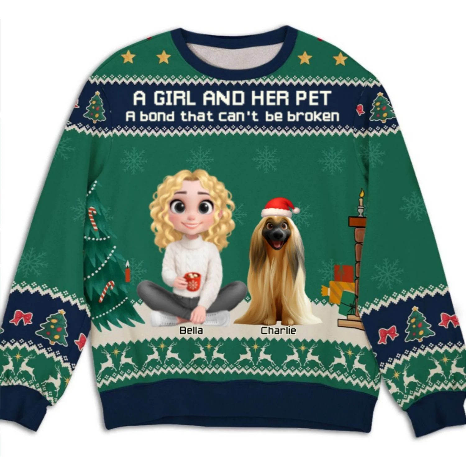 A Girl And Her Pet Christmas - Personalized Custom All-Over-Print Sweatshirt - Image 7
