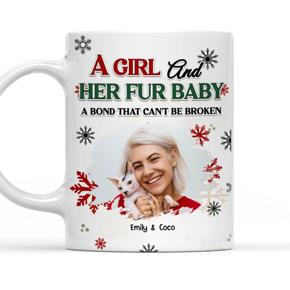 A Girl And Her Pet Love Christmas Photo - Personalized Custom Coffee Mug