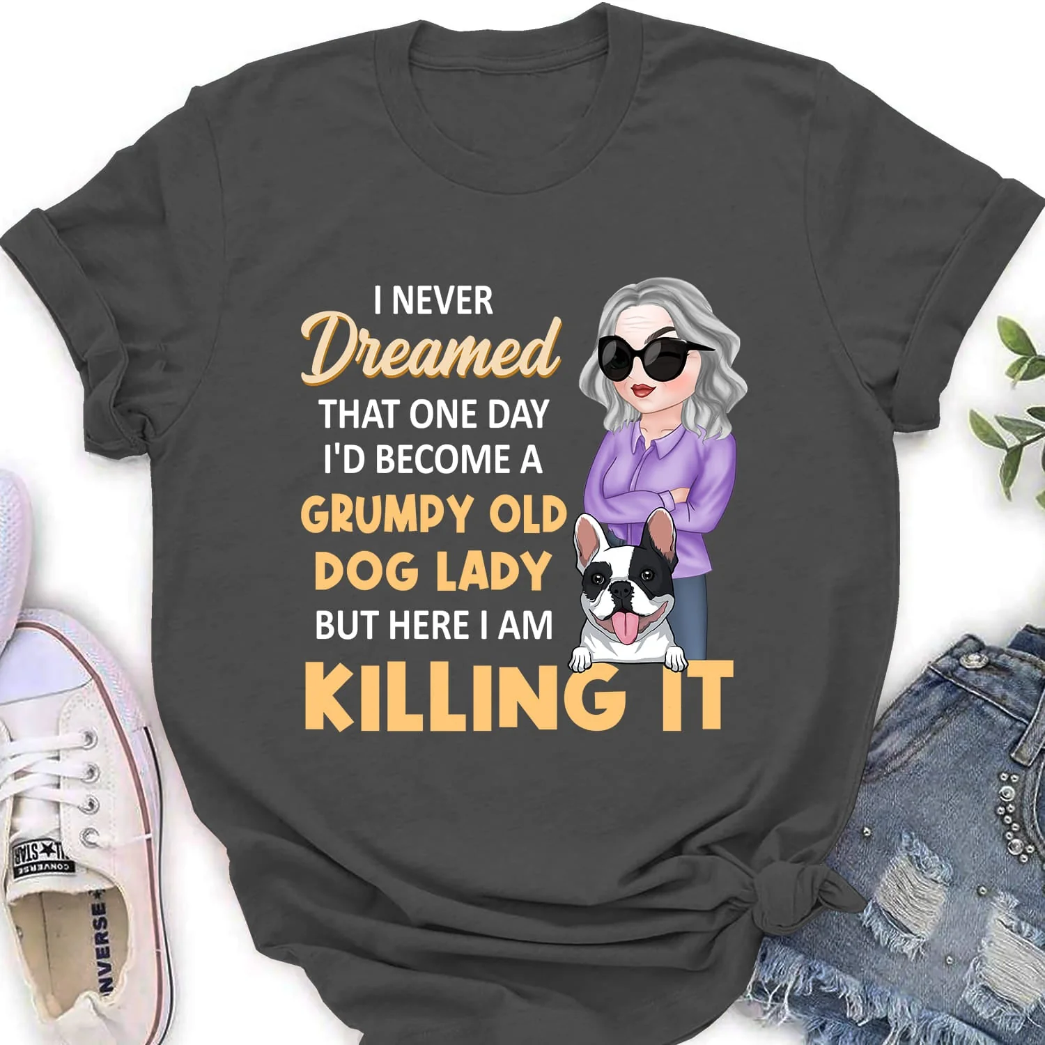A Grumpy Dog Lady - Personalized Custom Women's T-shirt - Image 5
