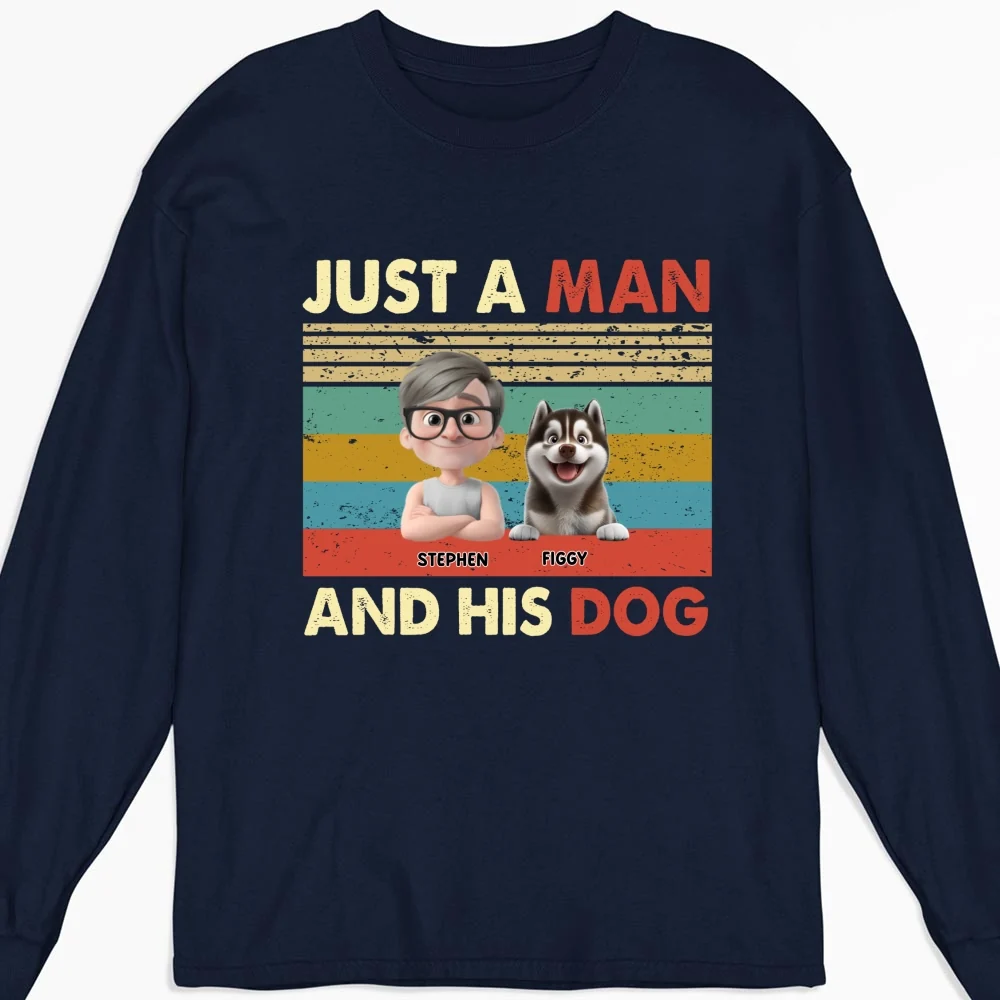 A Man And His Dog - Personalized Custom Long Sleeve T-Shirt - Image 5