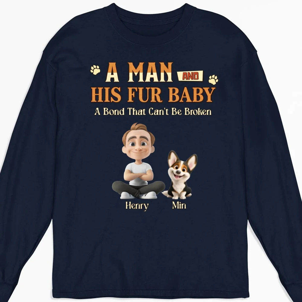 A Man With His Pet - Personalized Custom Long Sleeve T-shirt - Image 5