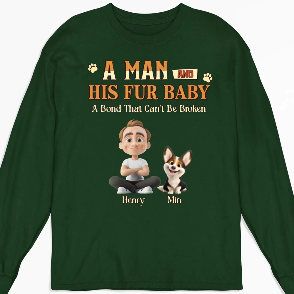 A Man With His Pet - Personalized Custom Long Sleeve T-shirt - Image 6
