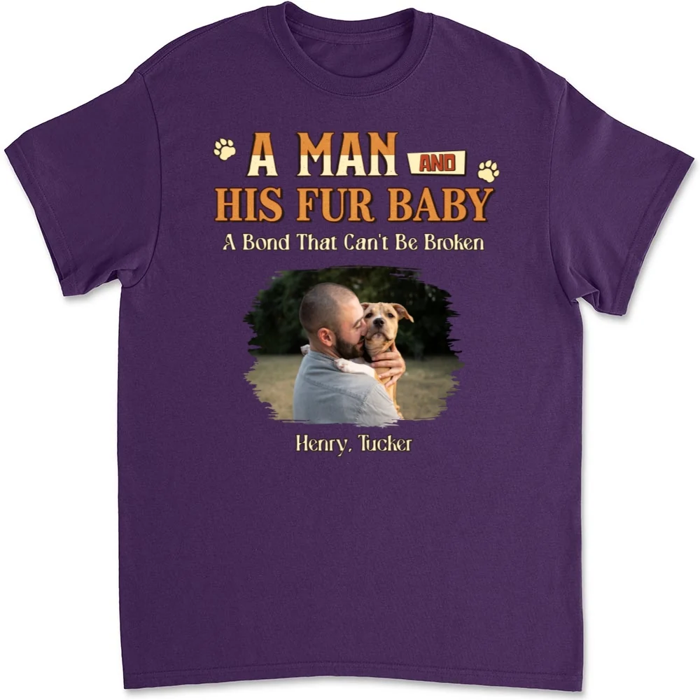 A Man With His Pet Photo - Personalized Custom Unisex T-shirt - Image 7