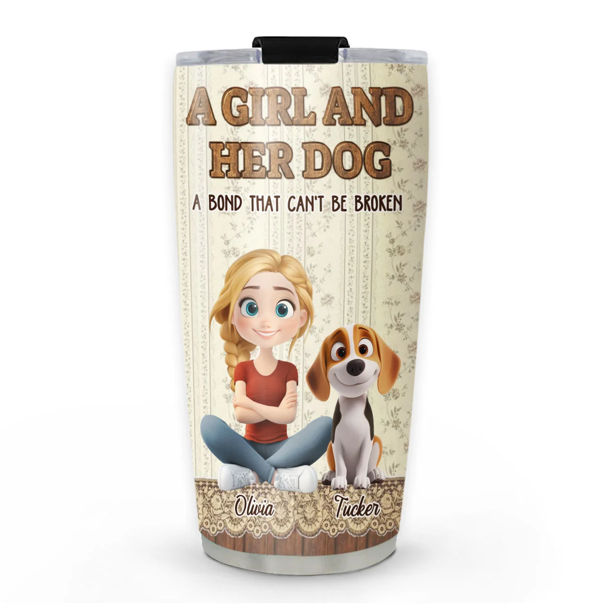 A Vintage Girl And Her Dog - Personalized Custom 3D Effect Tumbler