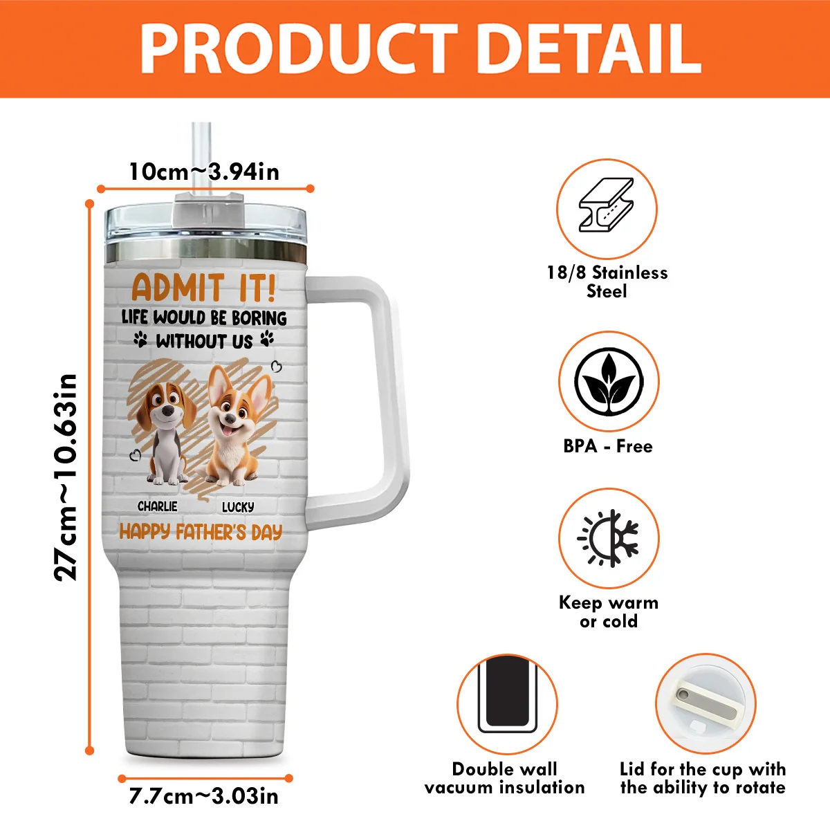 Admit It Dad Orange - Personalized Custom Tumbler - Image 12