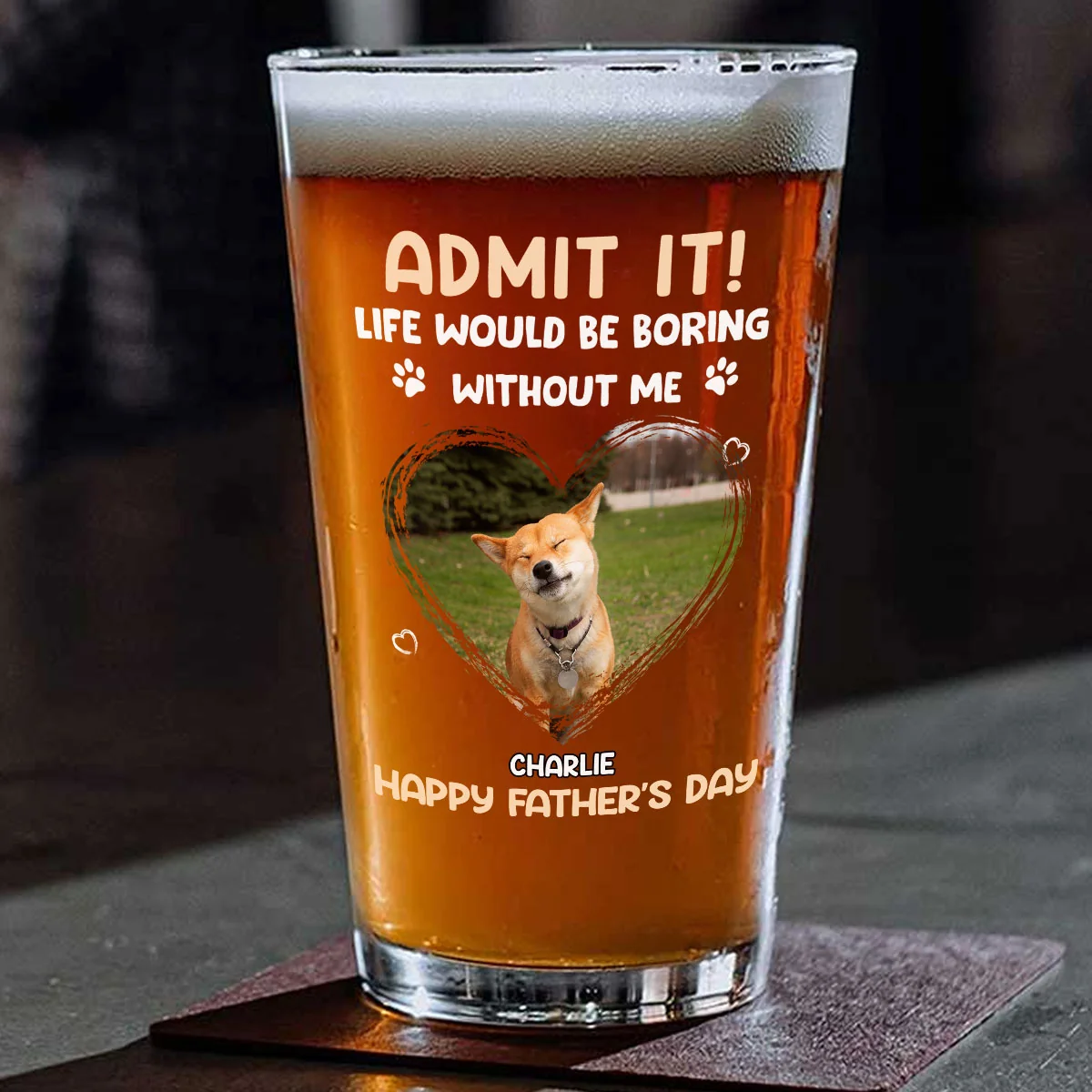 Admit It Orange Photo - Personalized Custom Beer Glass - Image 2