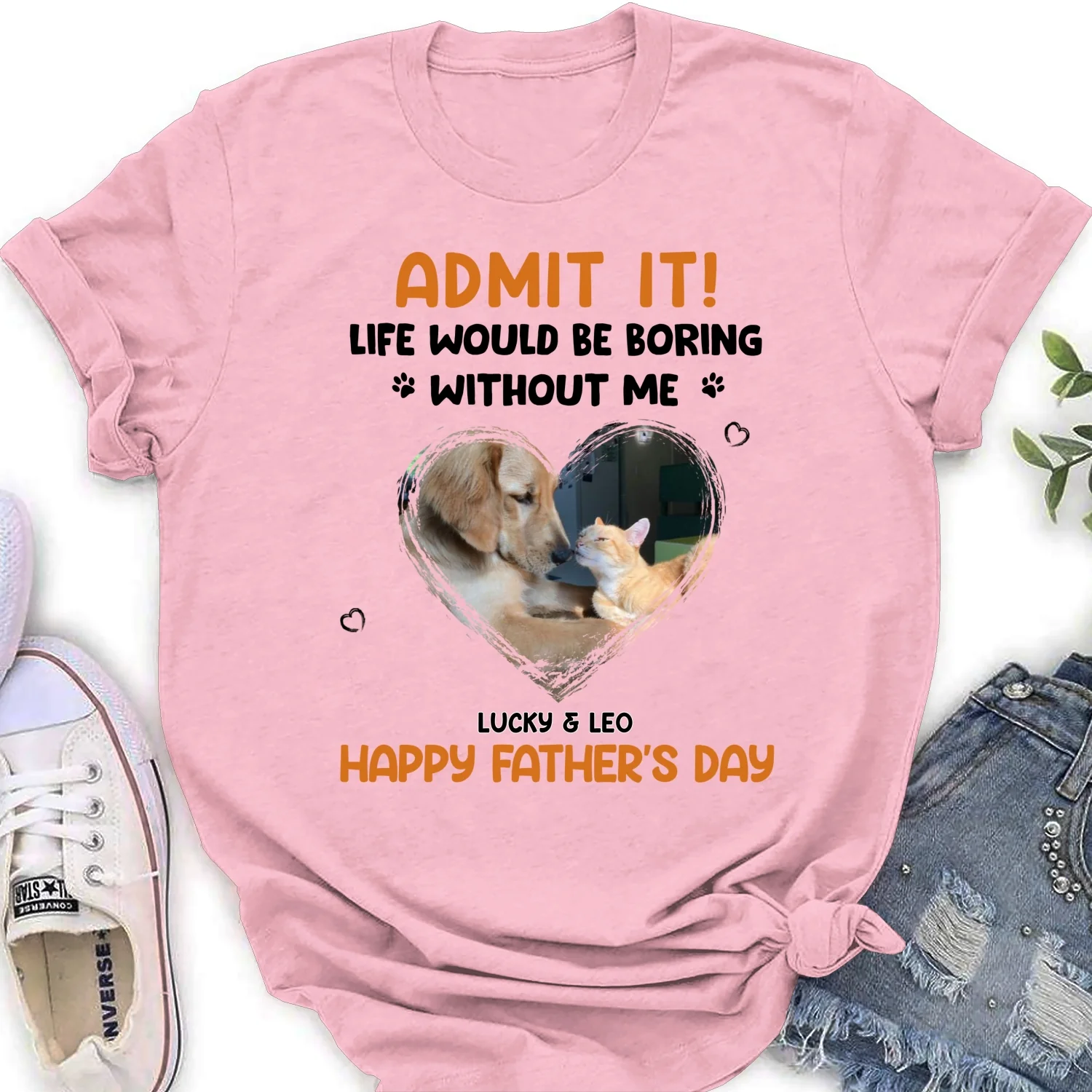 Admit It Pet Dad Orange Photo - Personalized Custom Women's T-Shirt - Image 6