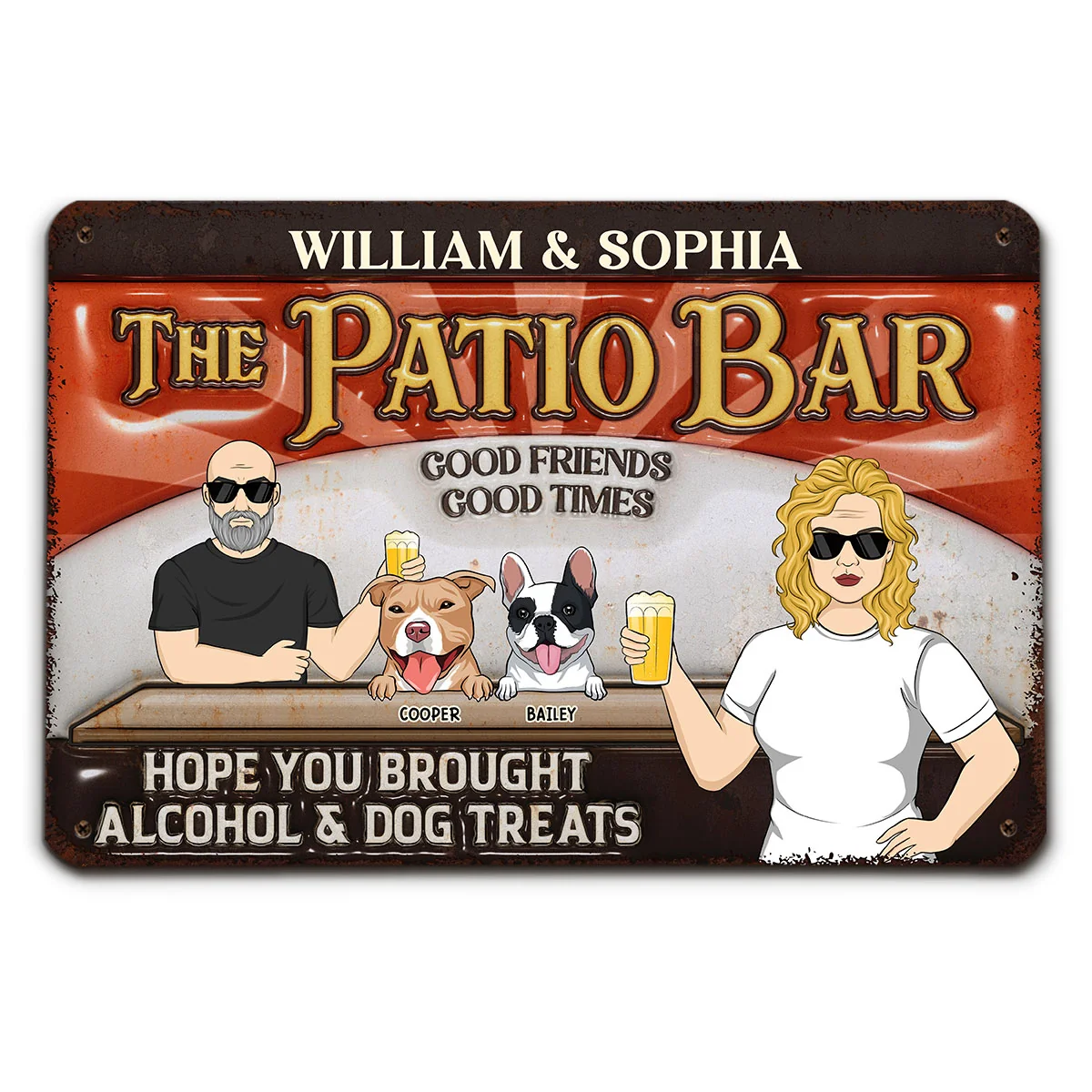 Alcohol And Dog Treats - Personalized Custom 3D Inflated Effect Metal Sign