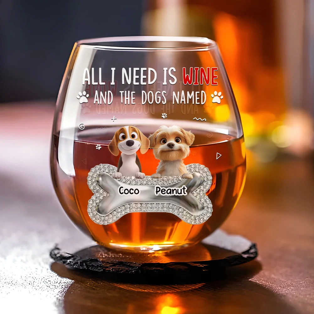 All I Need Wine - Personalized Custom Wine Glass - Image 4