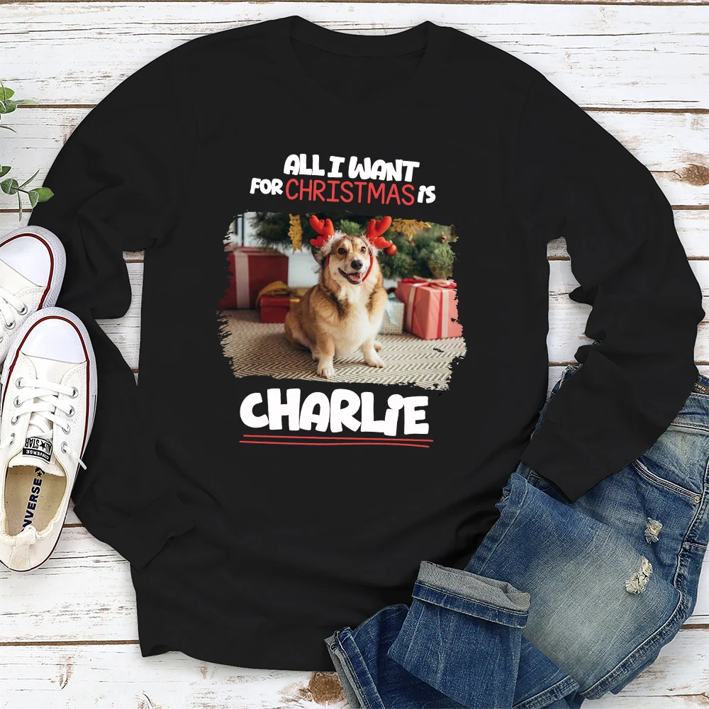 All I Want Is Photo - Personalized Custom Long Sleeve T-Shirt