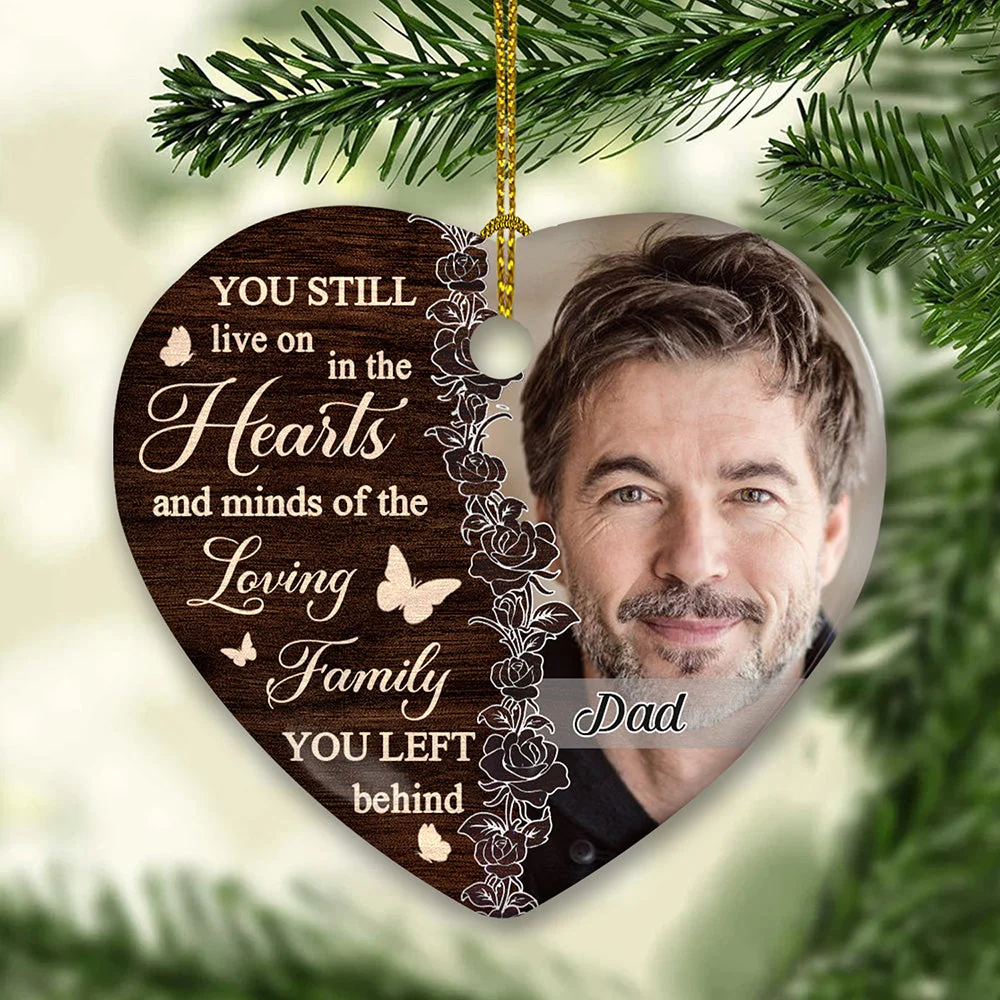 Always Be Remembered - Personalized Custom Heart Ceramic Ornament - Image 4