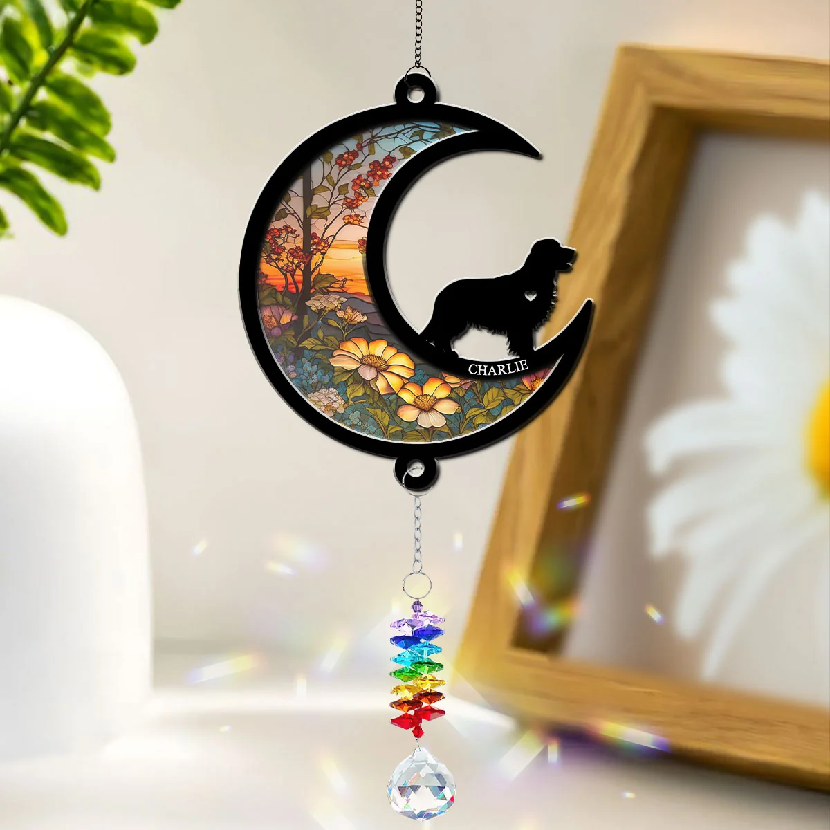 Always In My Heart - Personalized Custom Suncatcher With Crystal Rainbow Charm - Image 2
