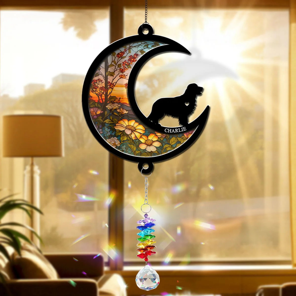 Always In My Heart - Personalized Custom Suncatcher With Crystal Rainbow Charm - Image 4