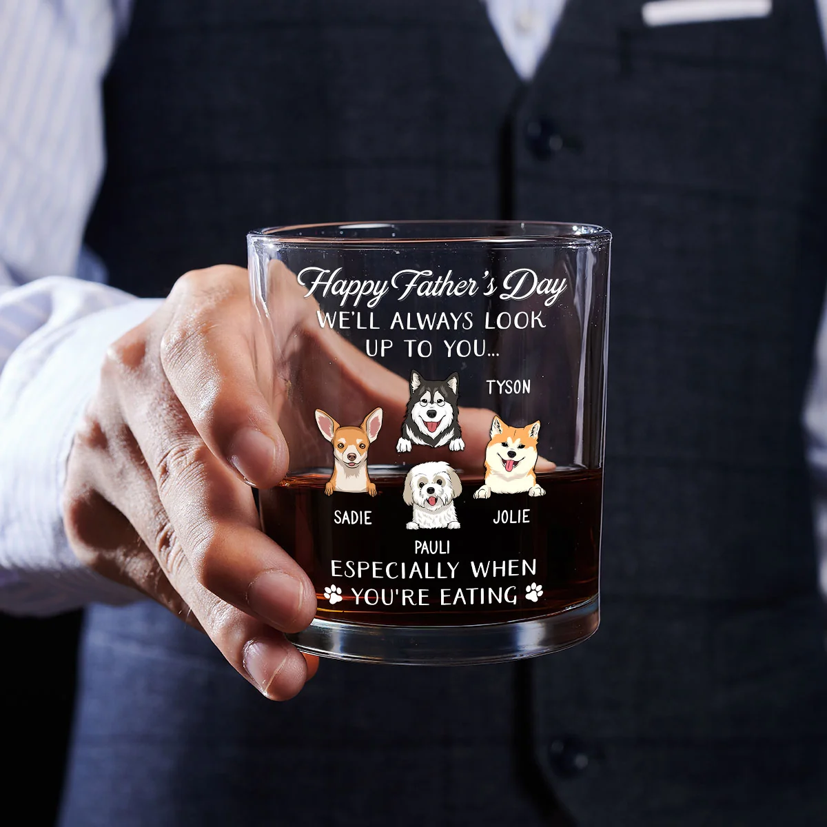 Always Look Up To You - Personalized Custom Whiskey Glass - Image 5