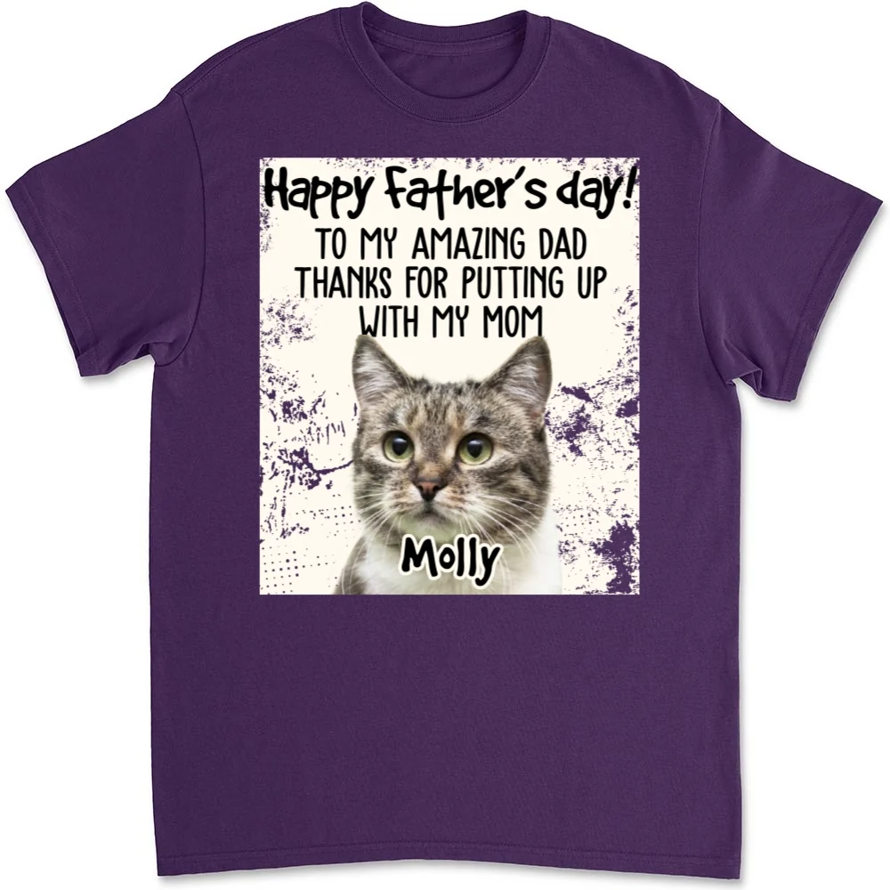 Amazing Cat Dad Photo - Personalized Custom Unisex T-Shirt - Image 10
