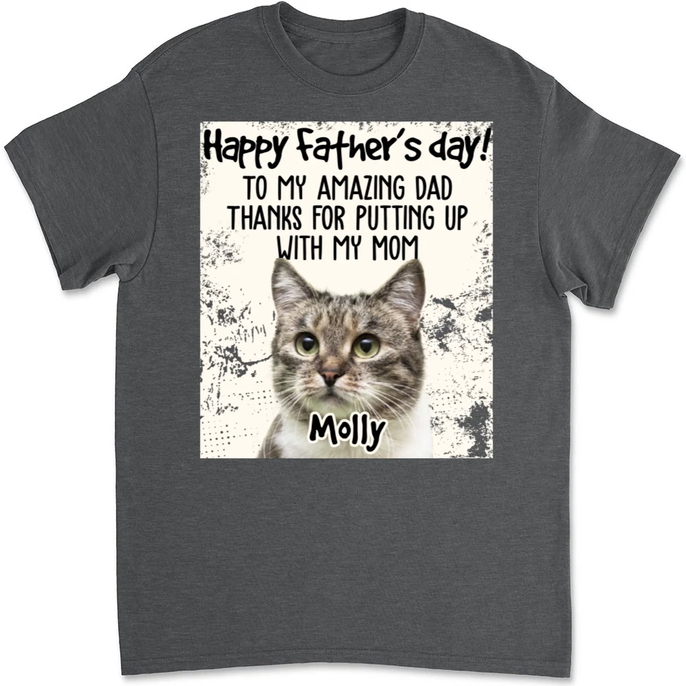 Amazing Cat Dad Photo - Personalized Custom Unisex T-Shirt - Image 11
