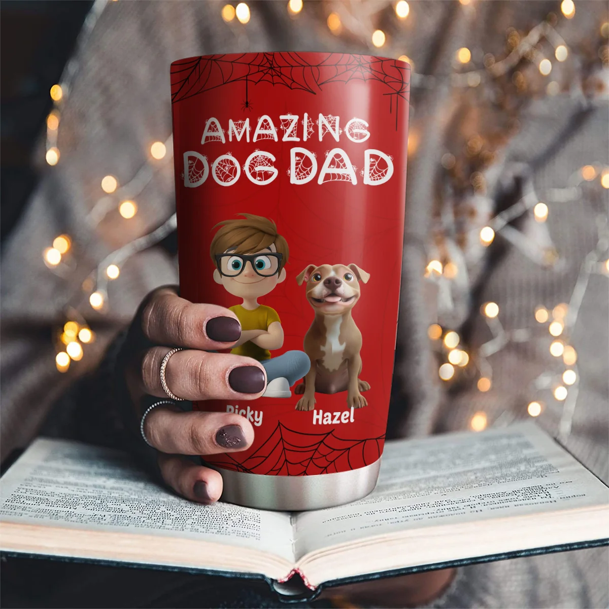 Amazing Dog Dad - Personalized Custom Tumbler - Image 4