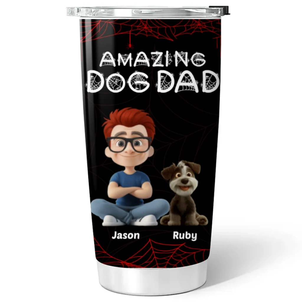 Amazing Dog Dad - Personalized Custom Tumbler - Image 6