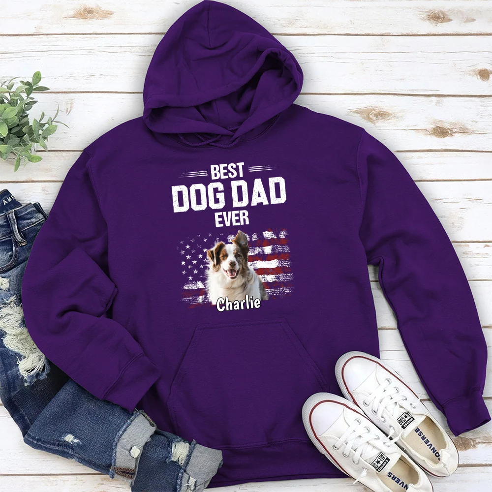 American Dog Dad Photo - Personalized Custom Hoodie - Image 6
