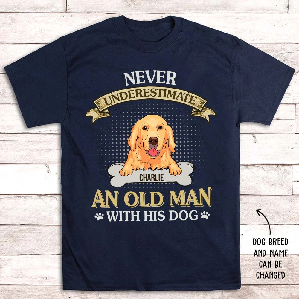 An Old Man With Dog - Personalized Custom Unisex T-shirt - Image 2