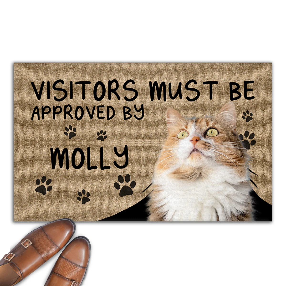 Approved By Cat Cartoon Photo - Personalized Custom Doormat