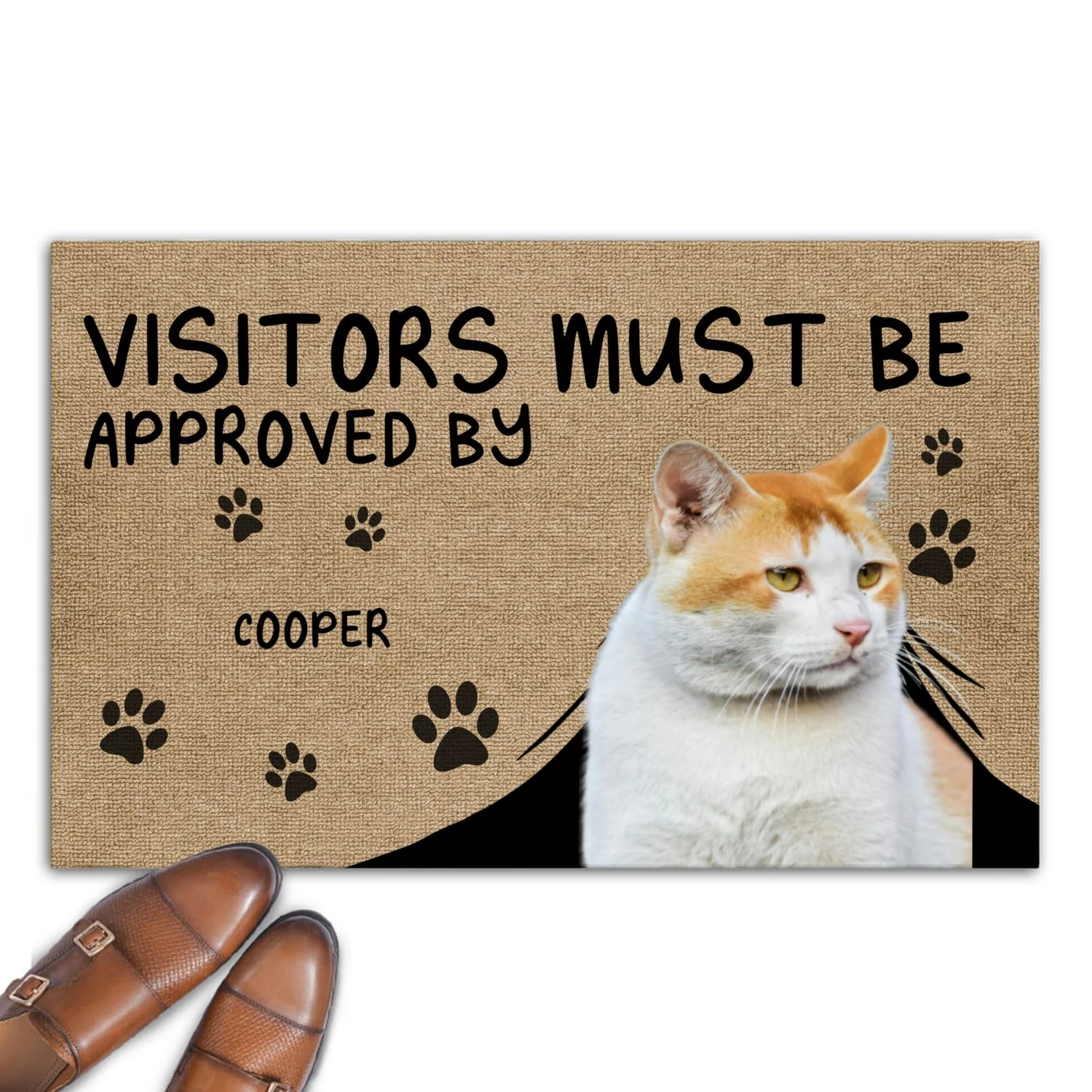 Approved By Cat Cartoon Photo - Personalized Custom Doormat - Image 2