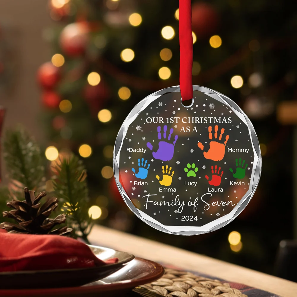 As A Family Of Four - Personalized Custom Glass Ornament - Image 3