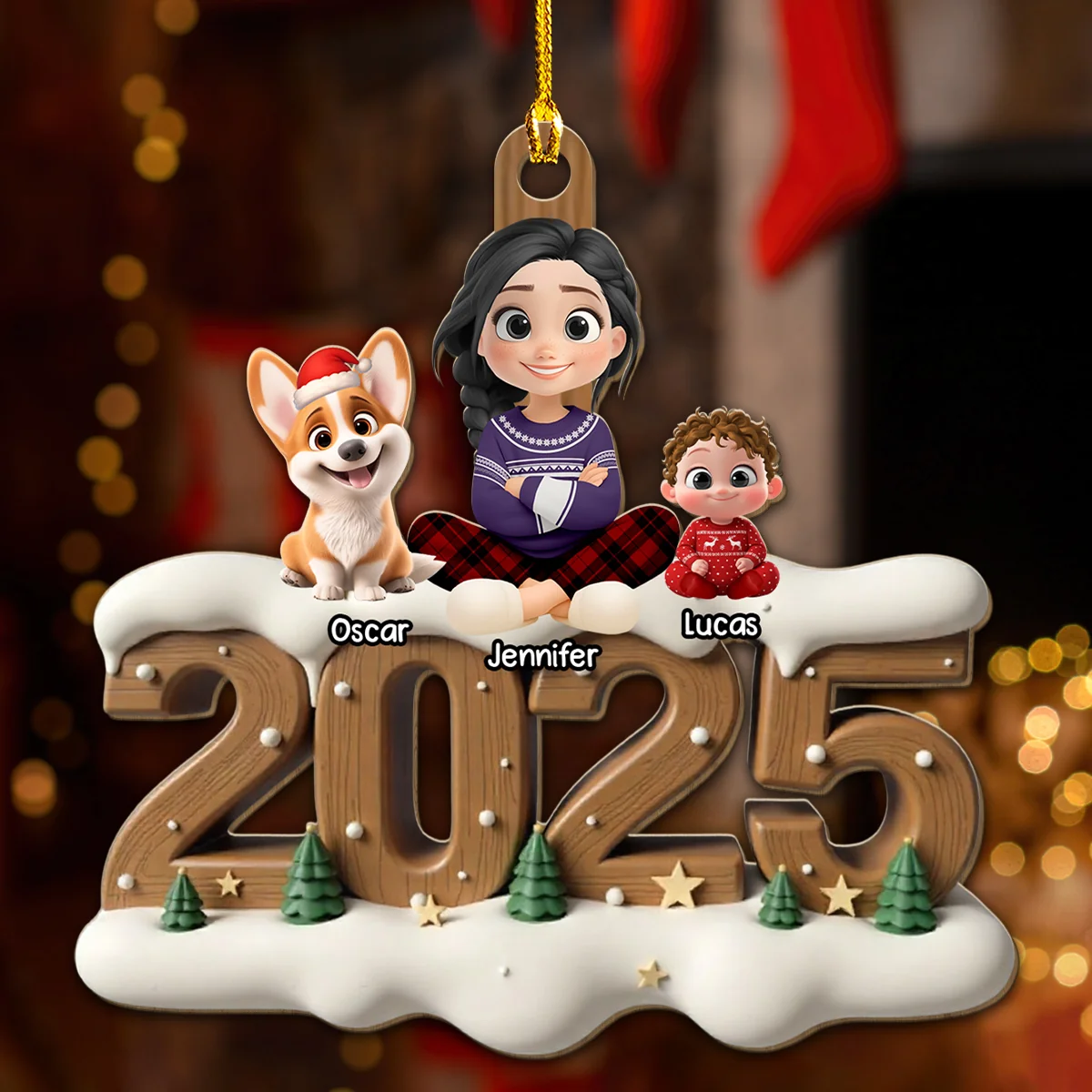 As A Whole Family Now Onwards - Personalized Custom 3D Effect Wood Ornament - Image 3