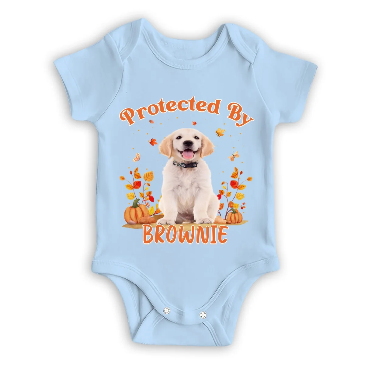 Autumn Dog Baby Photo - Personalized Custom Baby Onesie - Image 6