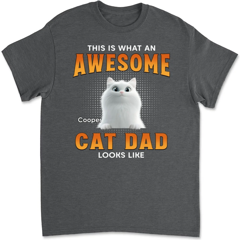 Awesome Cat Dad Version 2 - Personalized Custom Unisex T-shirt - Image 10
