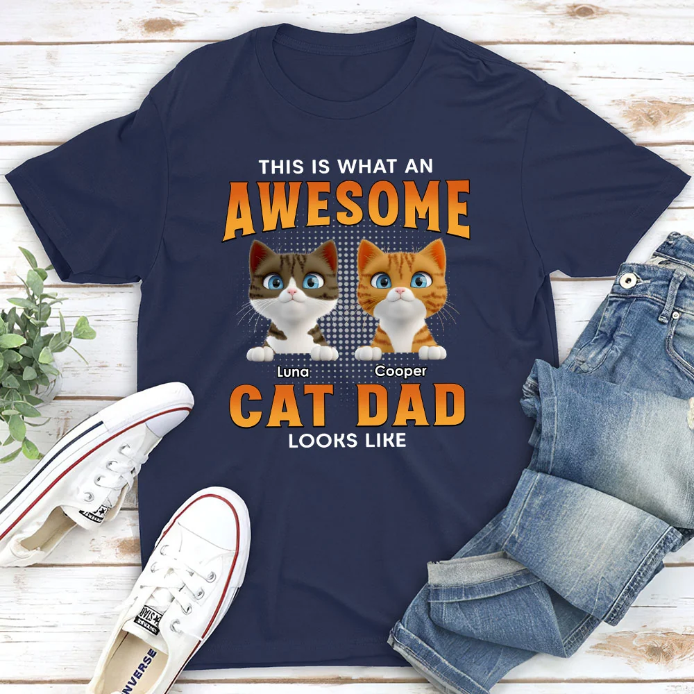 Awesome Cat Dad Version 2 - Personalized Custom Unisex T-shirt - Image 2